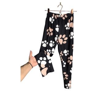 Lily | Animal lover paw print pink white and gray leggings